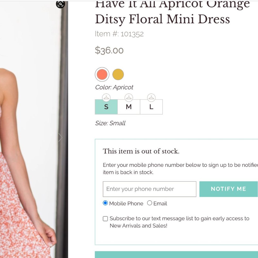 SOLD- Have It All Apricot Orange Ditsy Floral Mini Dress - Picture 2 of 3